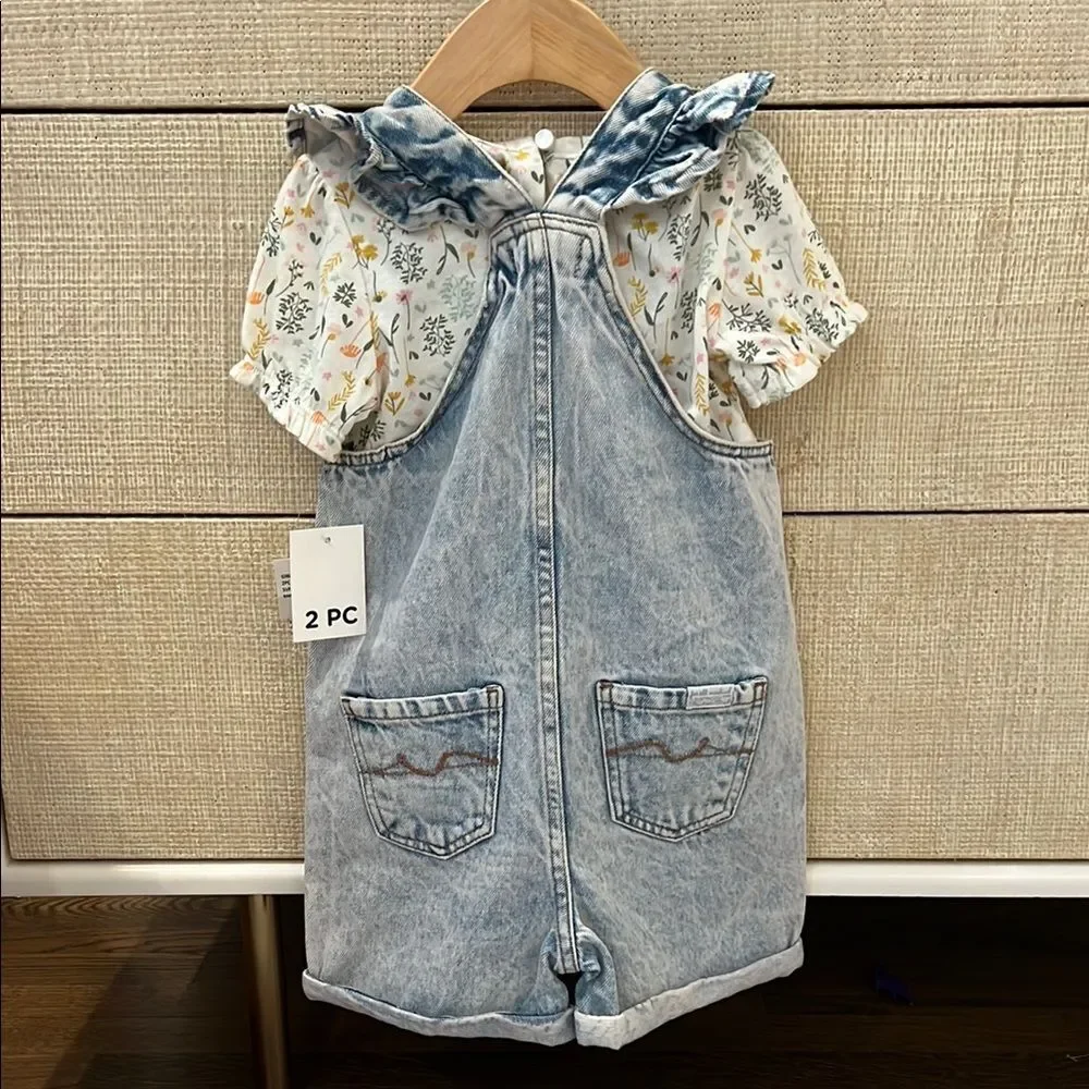 NWT 7 For All Mankind Light Blue Kids Outfit Overalls 2T